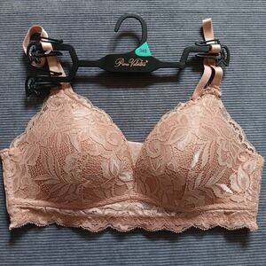 Prima Valentina Lace Bralette Womens 34B Beige Wireless Floral Bra